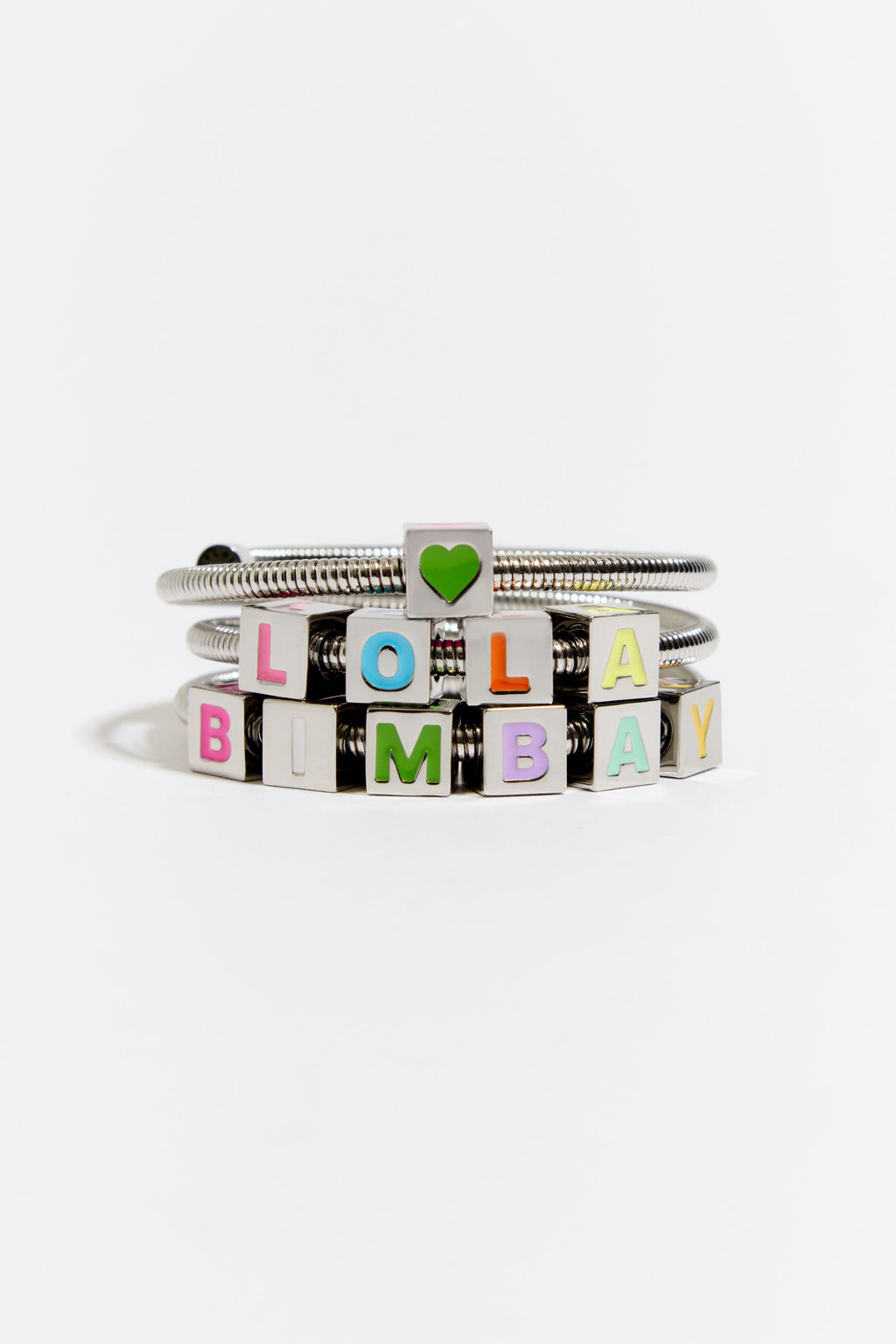 Silver coil chain Logo bracelet