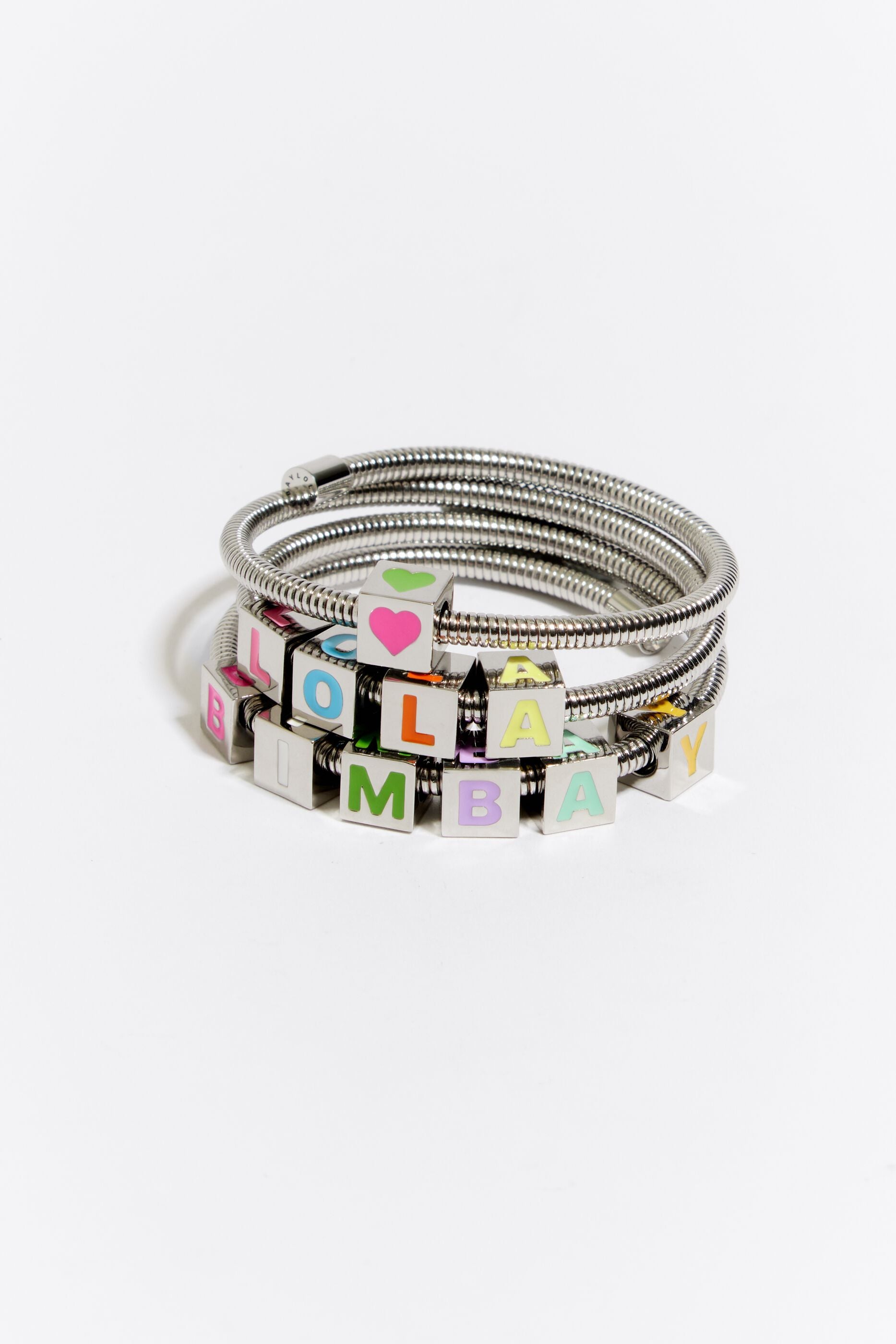 Silver coil chain Logo bracelet