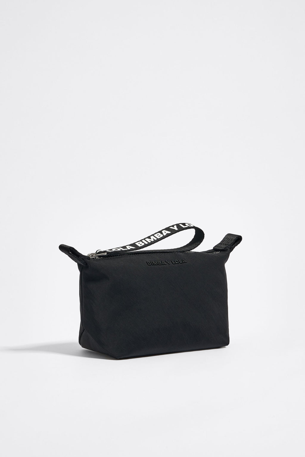 Small black nylon trapezium make-up case