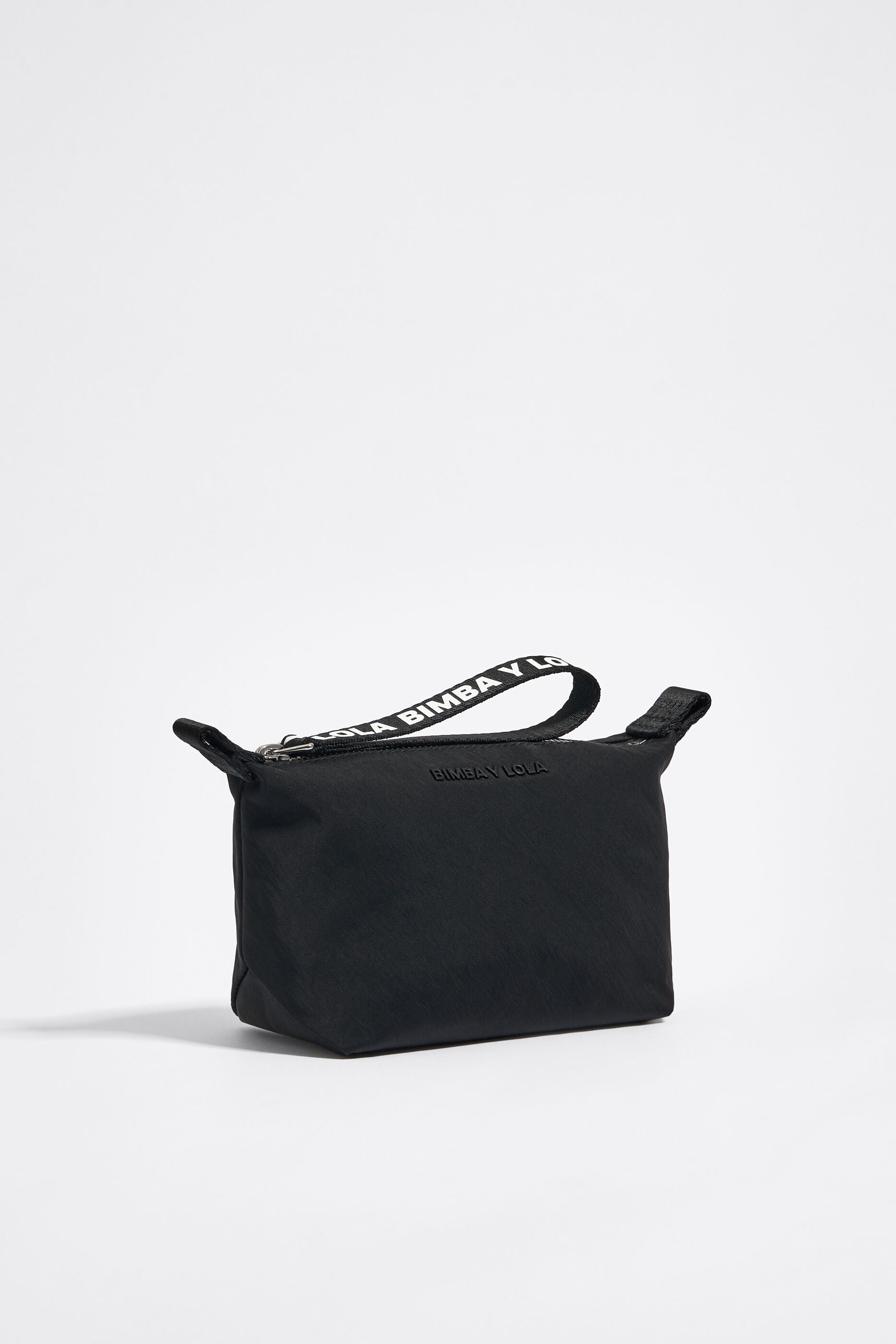 Small black nylon trapezium make-up case