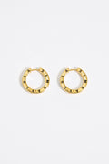 Black logo golden hoop earrings