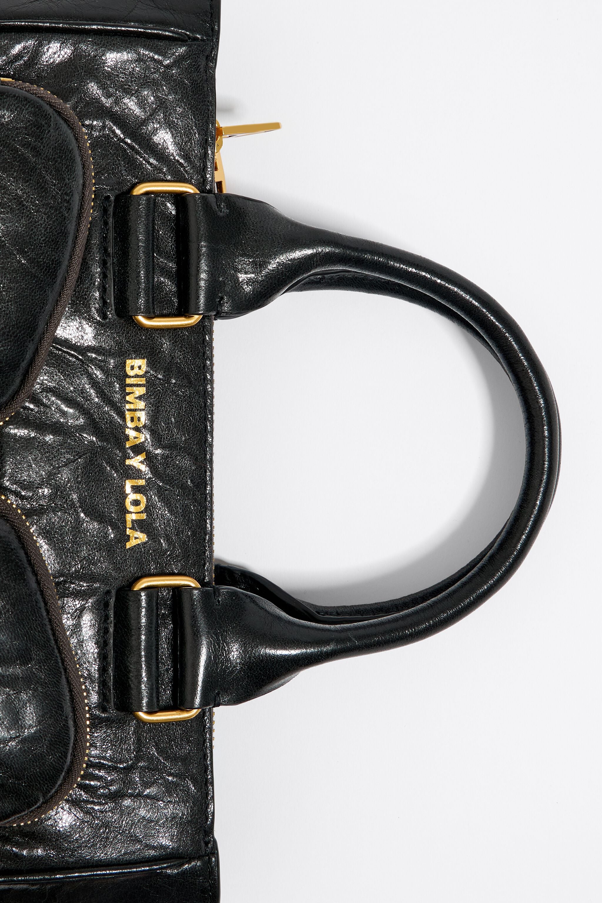 Medium black leather Pocket tote bag