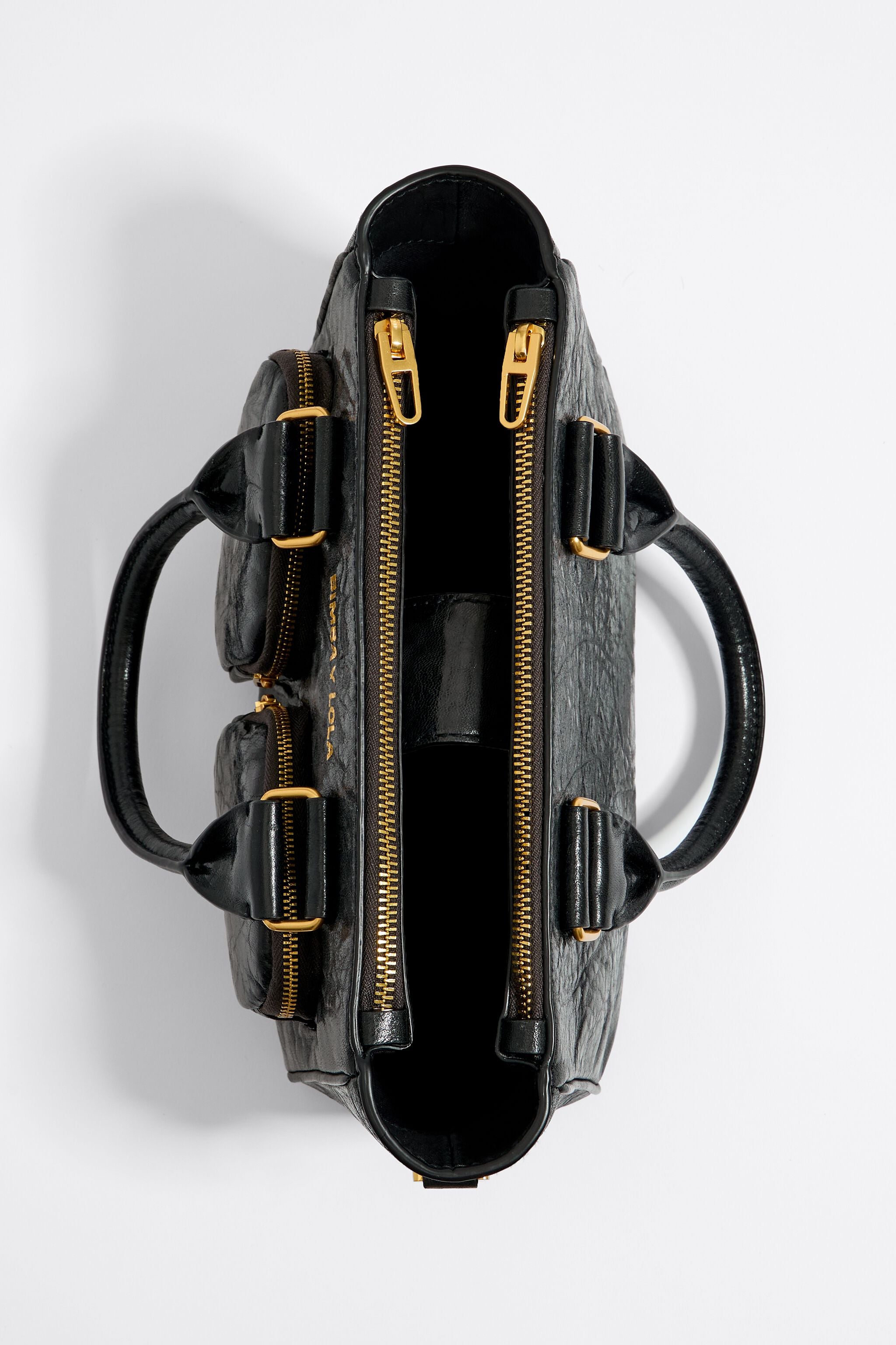Medium black leather Pocket tote bag
