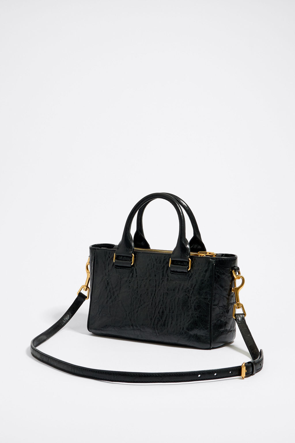 Medium black leather Pocket tote bag