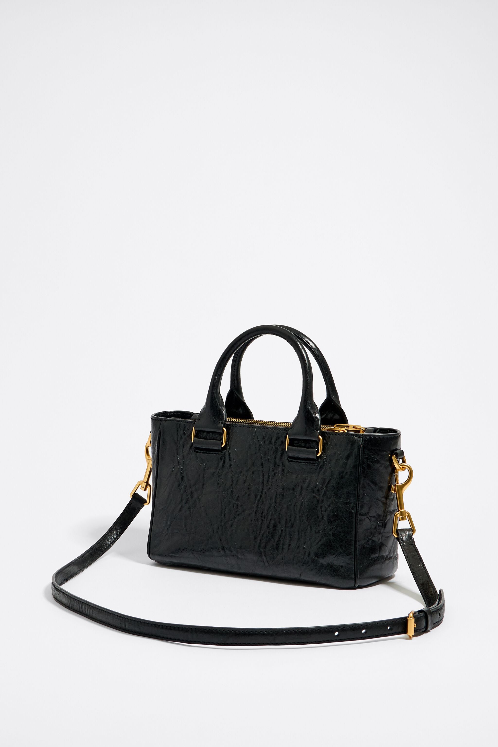 Medium black leather Pocket tote bag