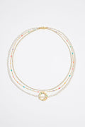 Multicolor crystals logo necklace