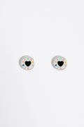 Silver heart logo earrings