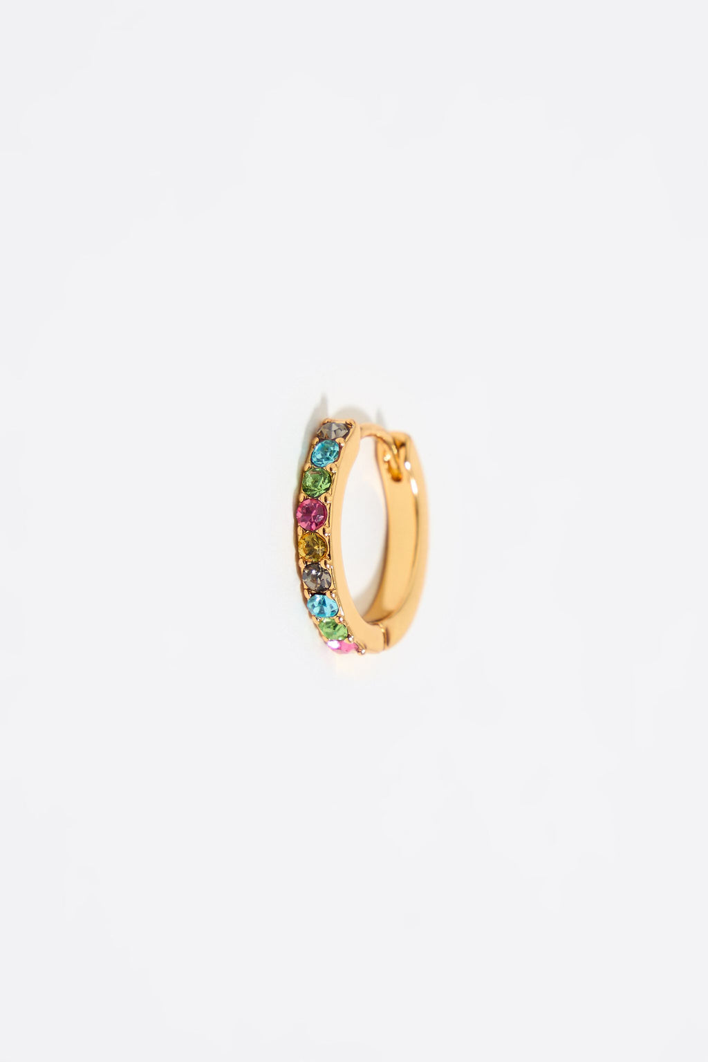 Golden hoop earrings with crystals