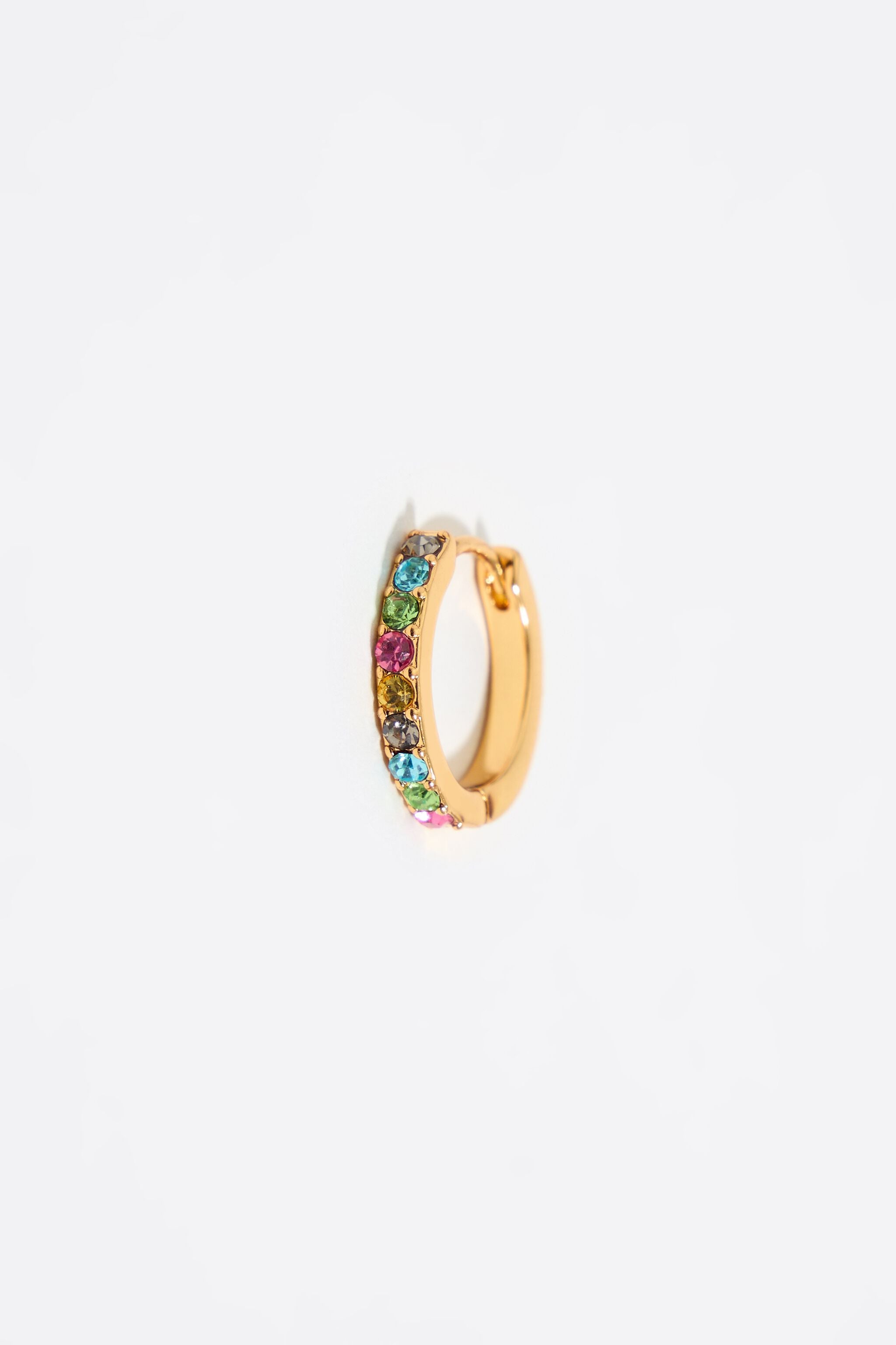 Golden hoop earrings with crystals