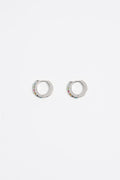 Silver mini hoop earrings with multicolored crystals