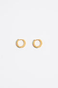 Golden mini hoop earrings with multicolored crystals