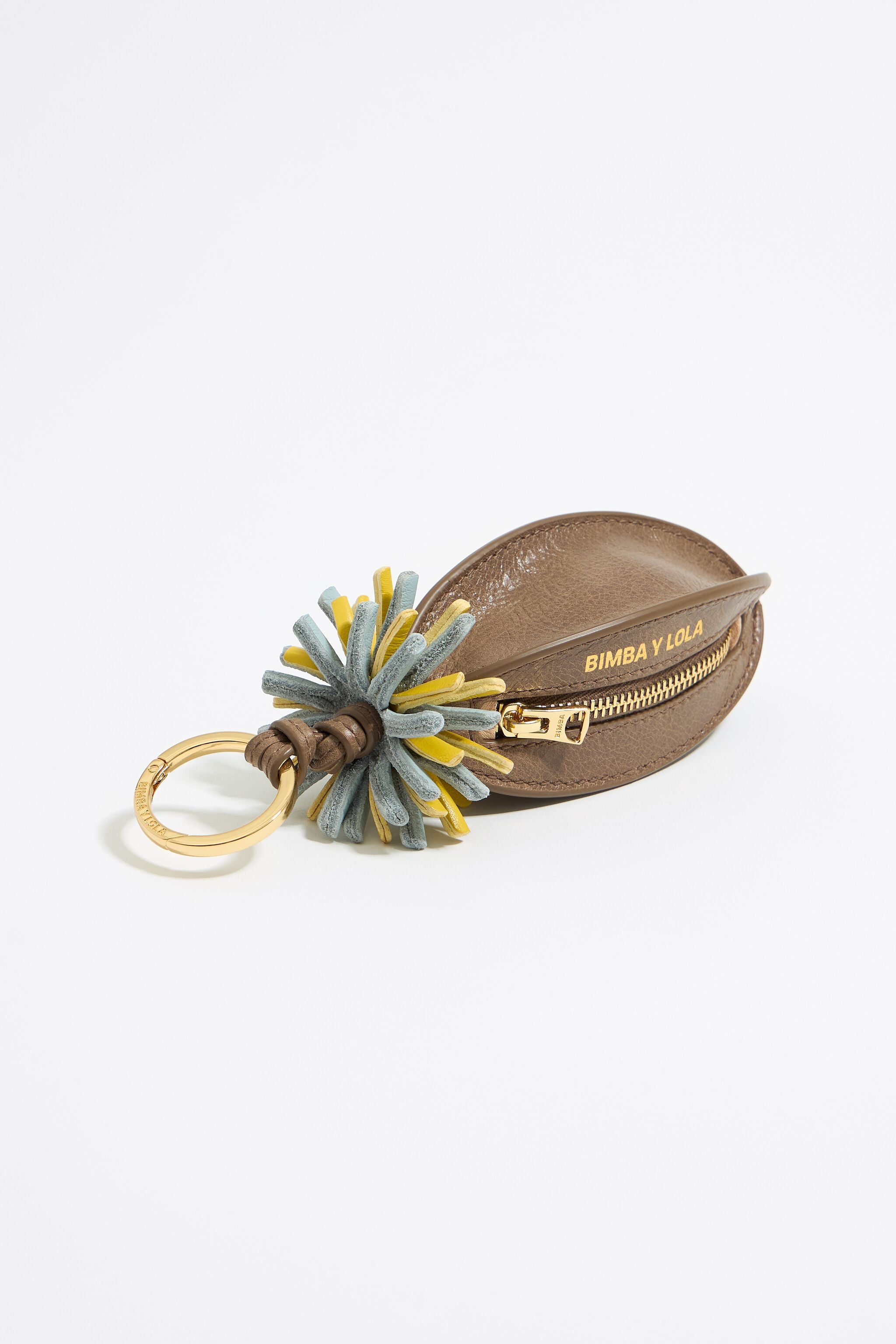 Brown leather ball charm key ring