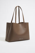 Large dark taupe leather Chihuahua shopper bag