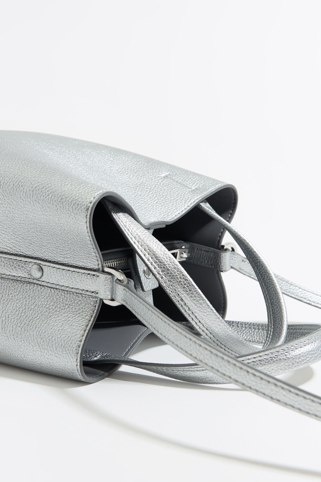 Small silver leather Chihuahua bag
