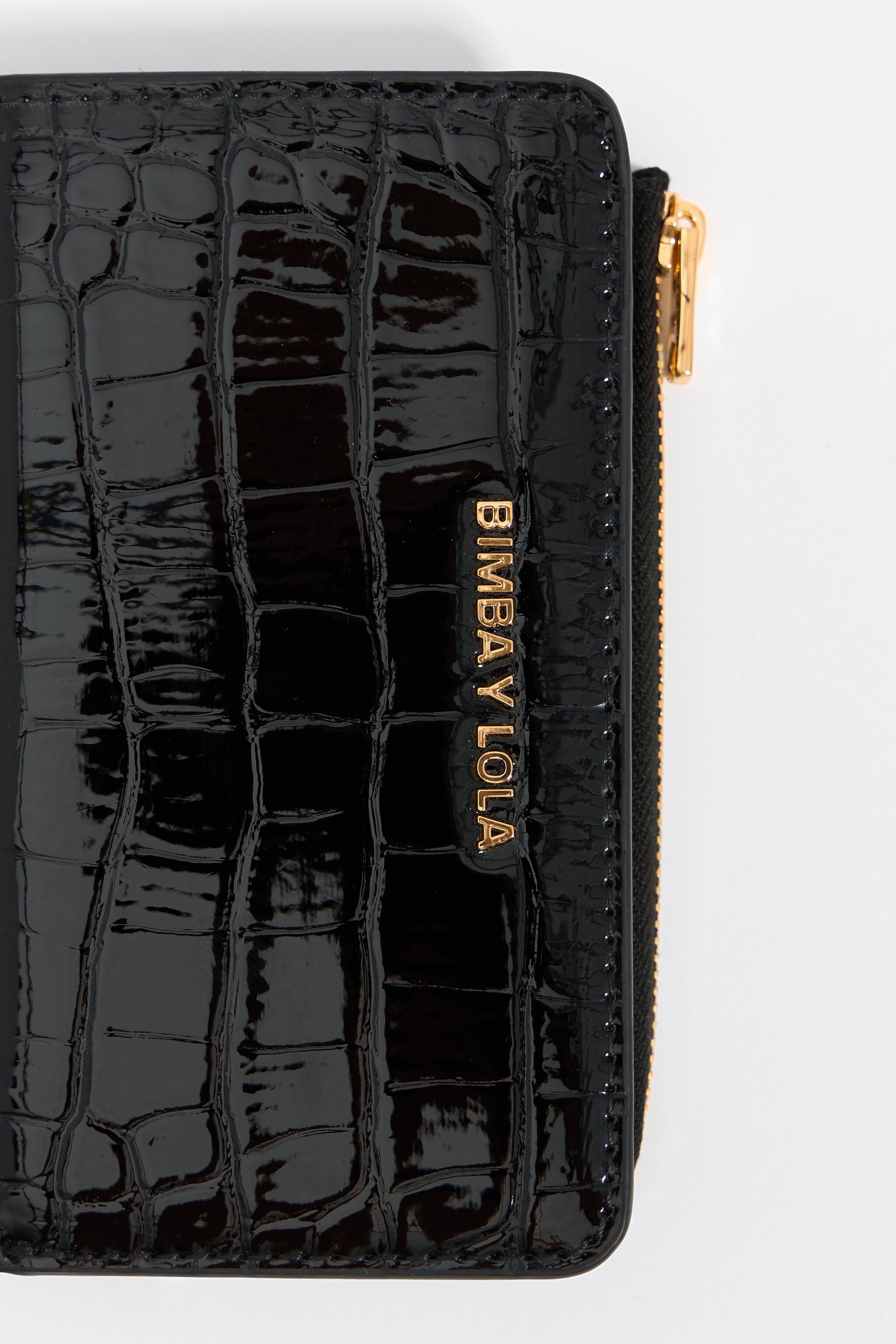 Black mock croc purse