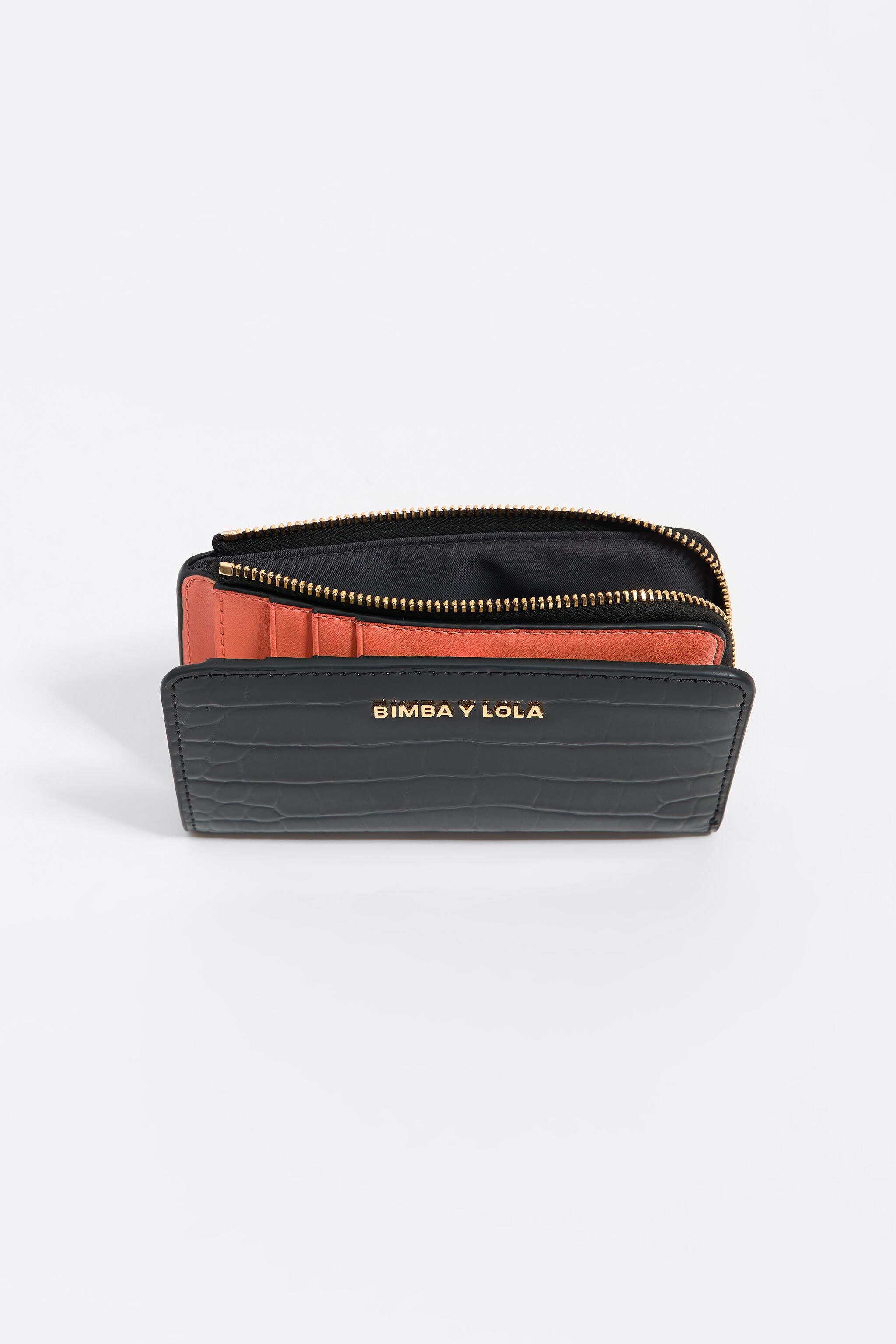 Black mock croc purse