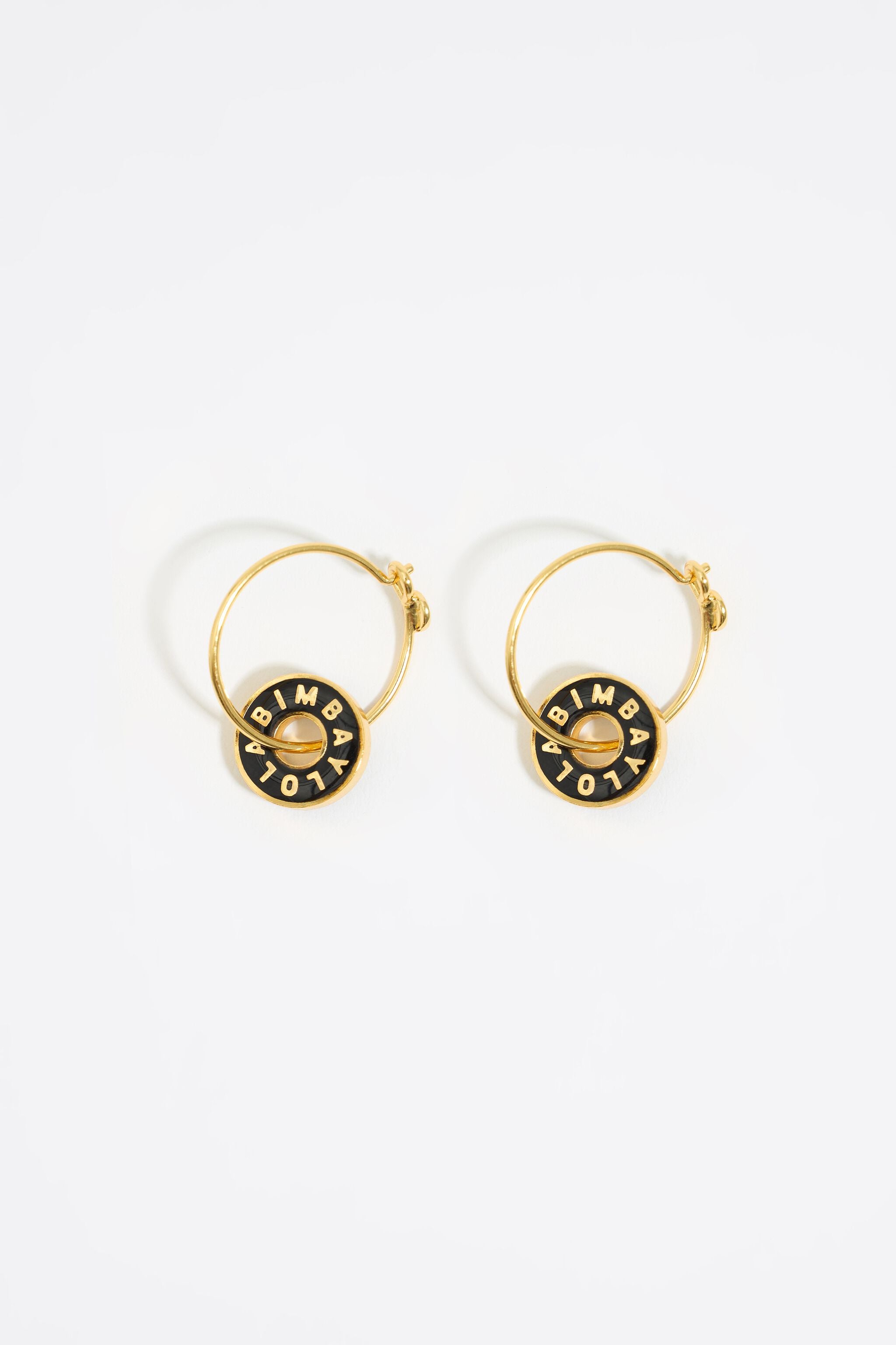 Black logo hoop earrings