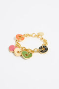 Heart logos gold chain bracelet