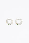 Small silver hoop earrings with multicolor crystals