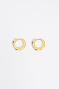 Small gold hoop earrings with multicolor crystals