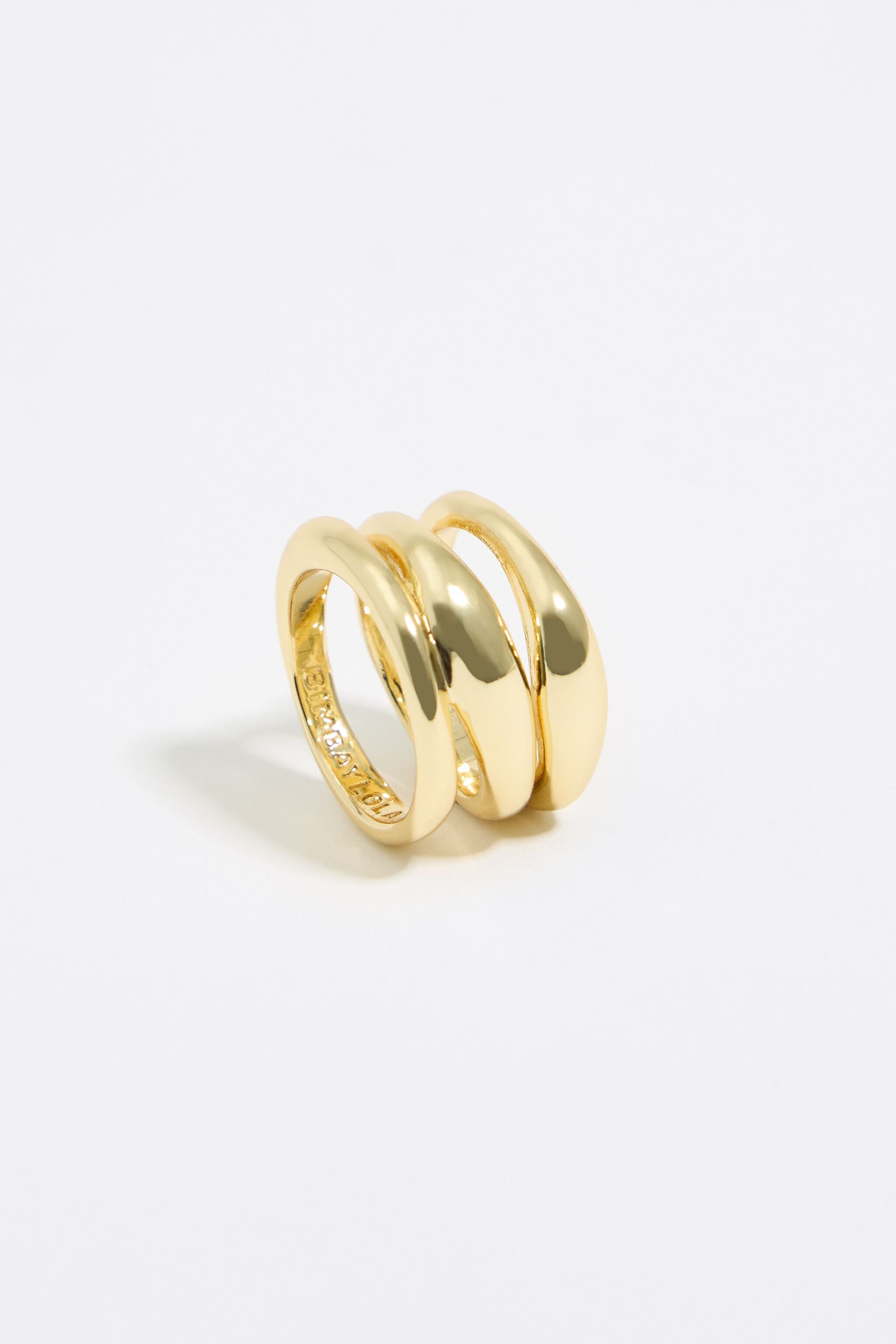 Textured gold three-band ring
