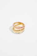 Three-tone textured bands ring