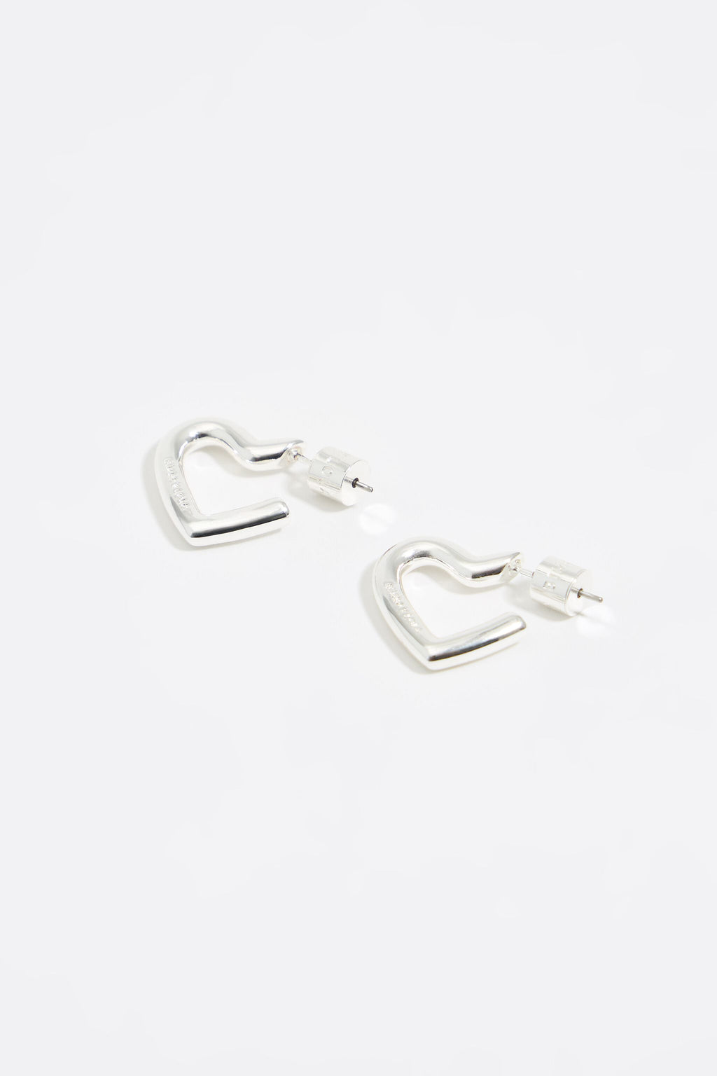 Silver heart hoop earrings