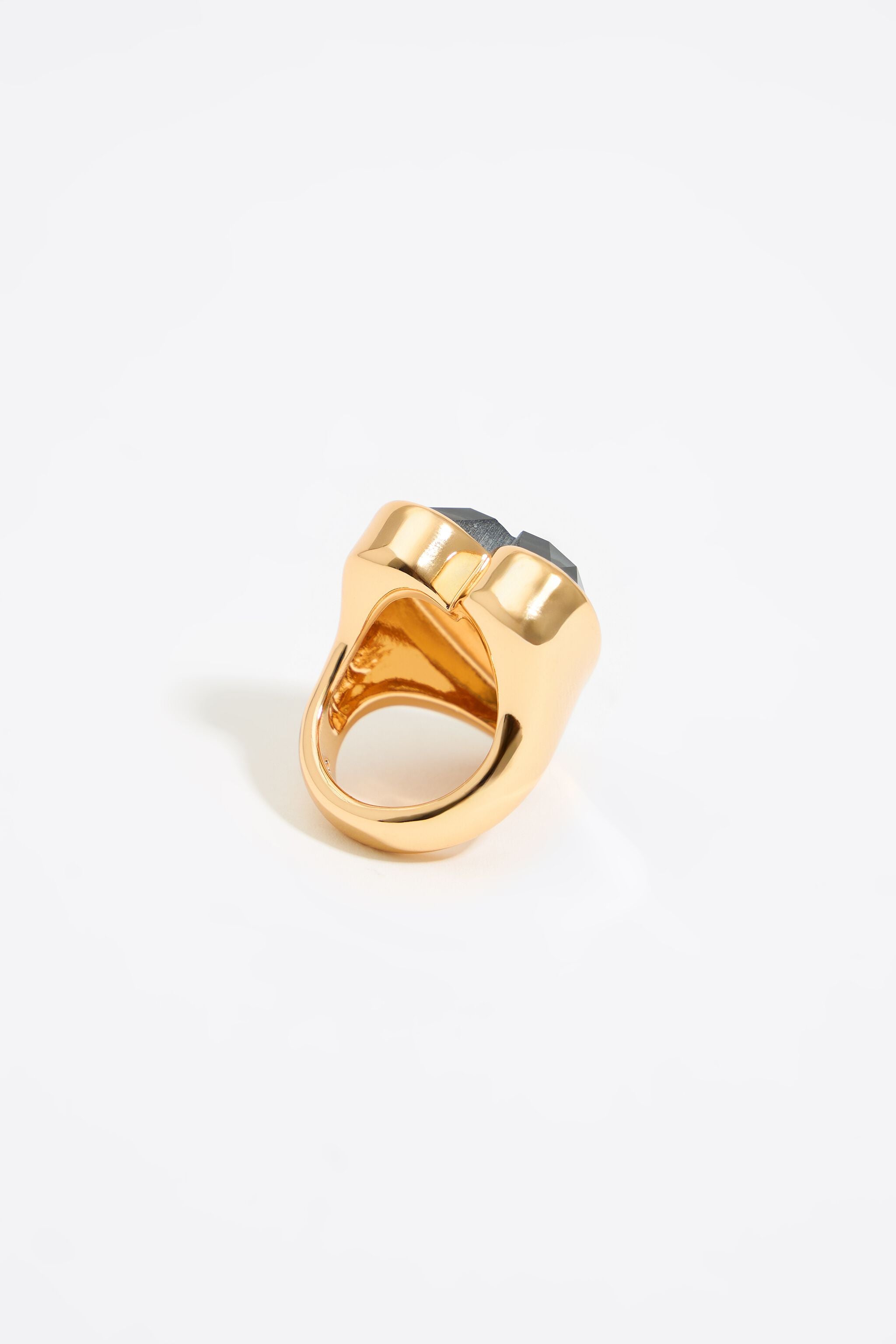 Smoked crystal heart ring