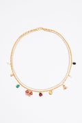 Crystal necklace with butterfly, ladybug and bee
