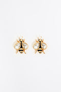 Black bee and crystals mini earrings
