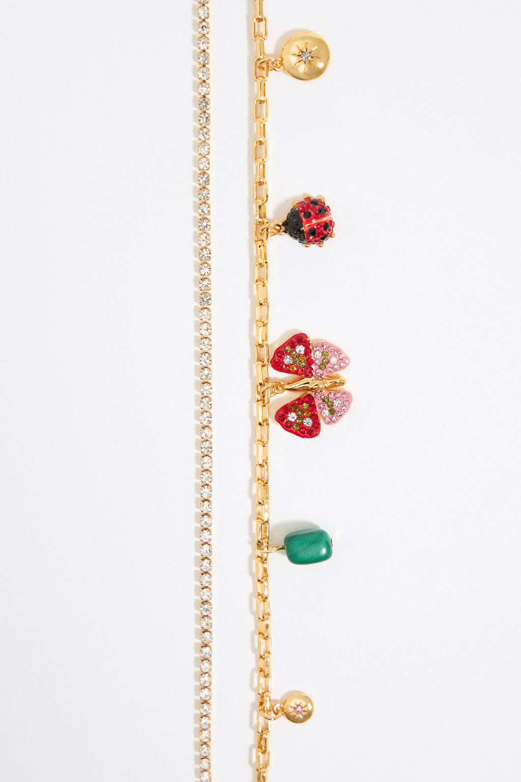 Crystal bracelet with butterfly, ladybug and bee