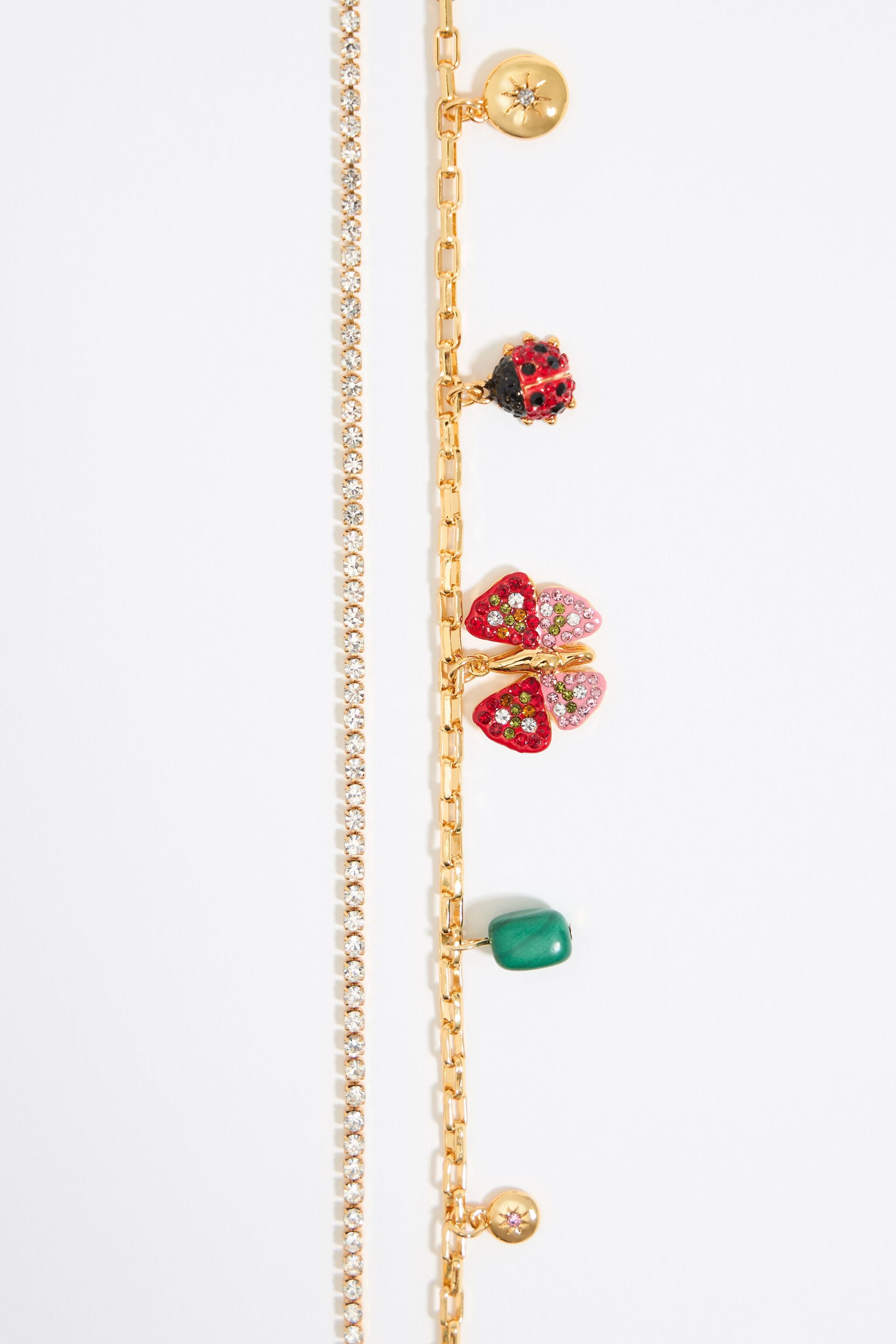 Crystal bracelet with butterfly, ladybug and bee