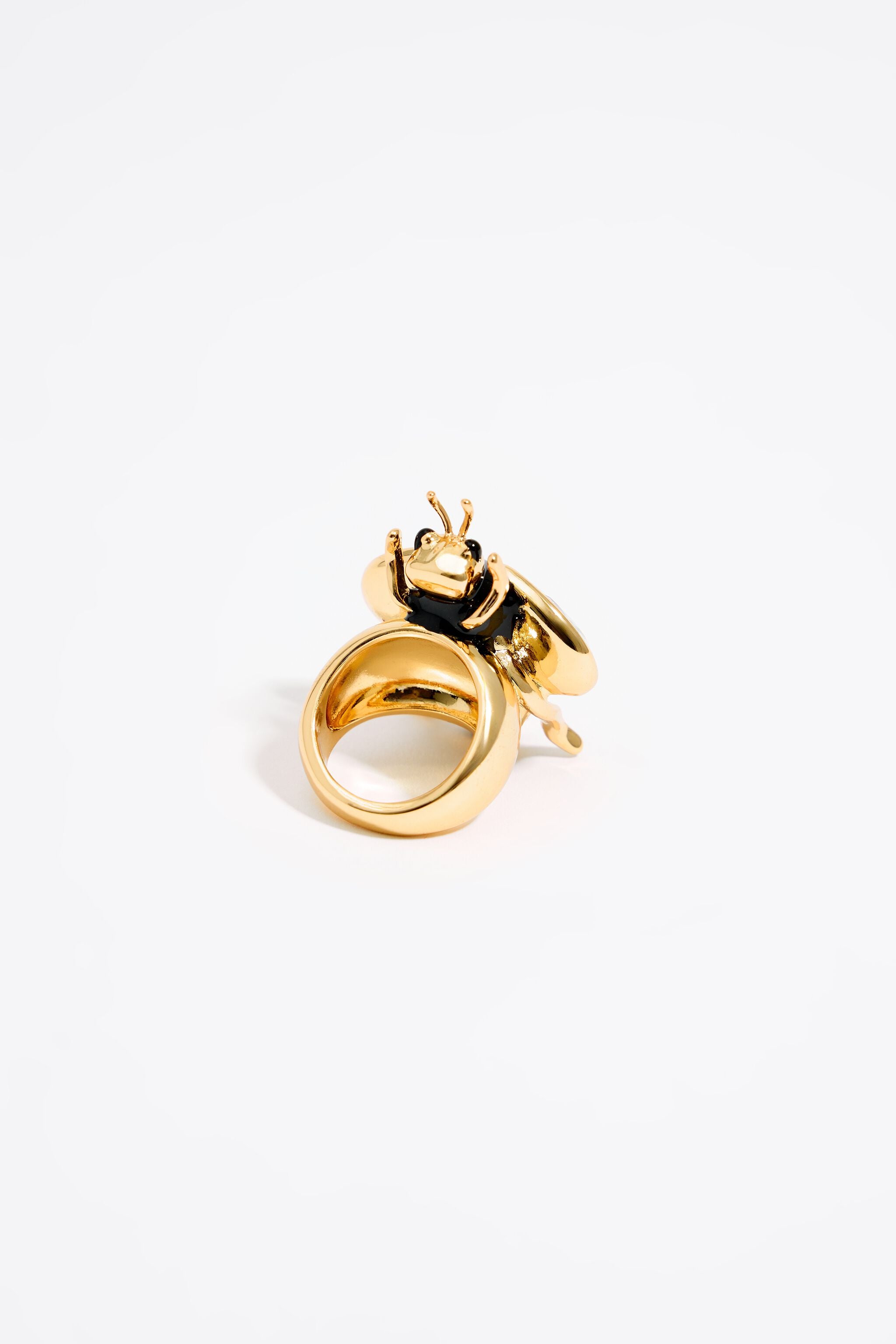 Black bee ring with crystals