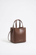 Small mocha leather Chihuahua bag