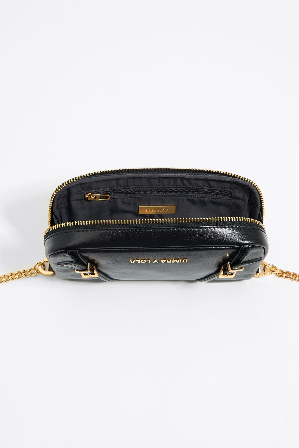 Black leather mini crossbody bag
