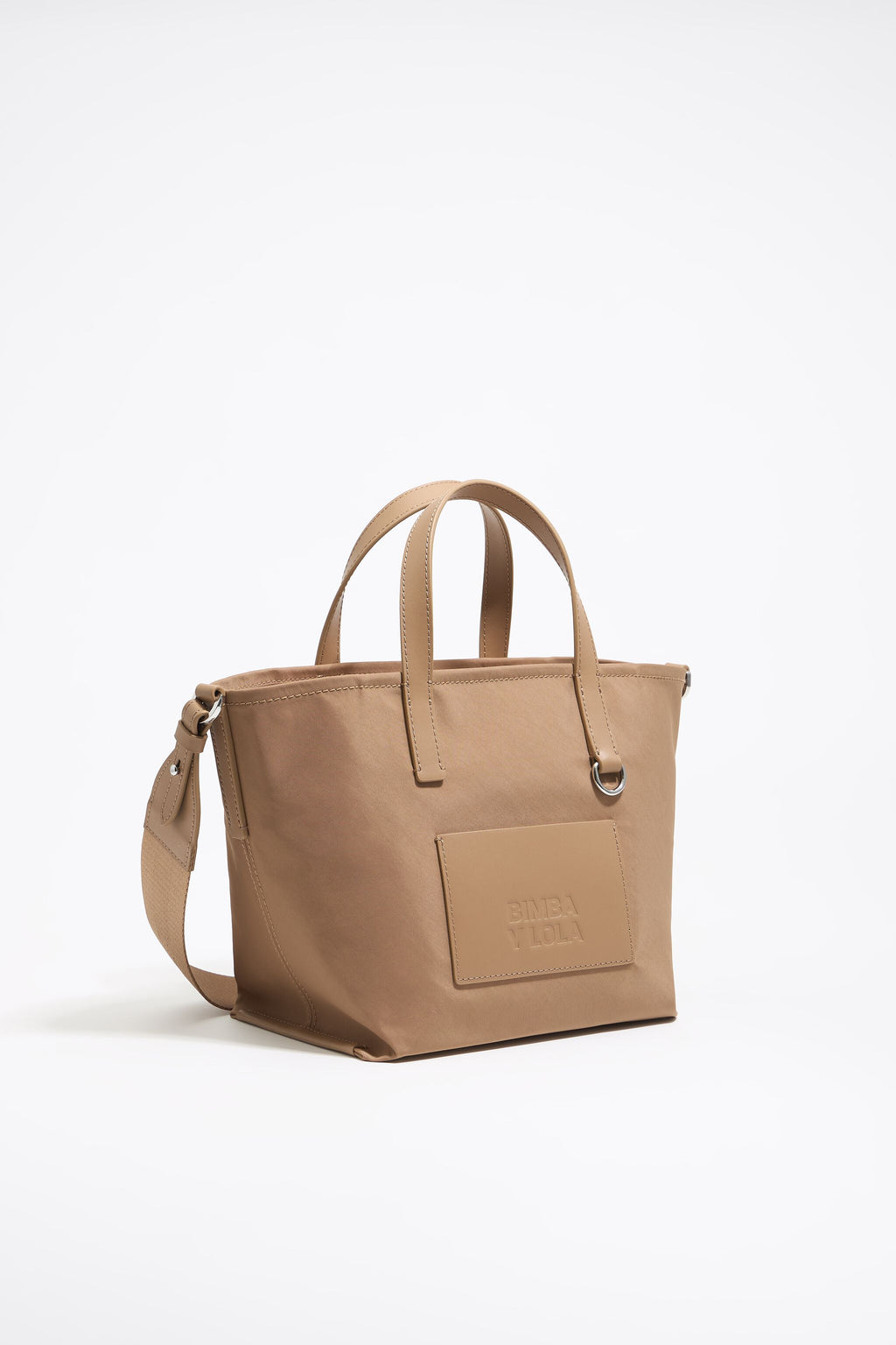 Small bark brown nylon crossbody bag