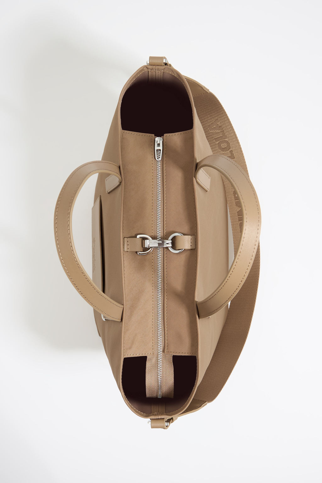 Medium brown nylon crossbody bag