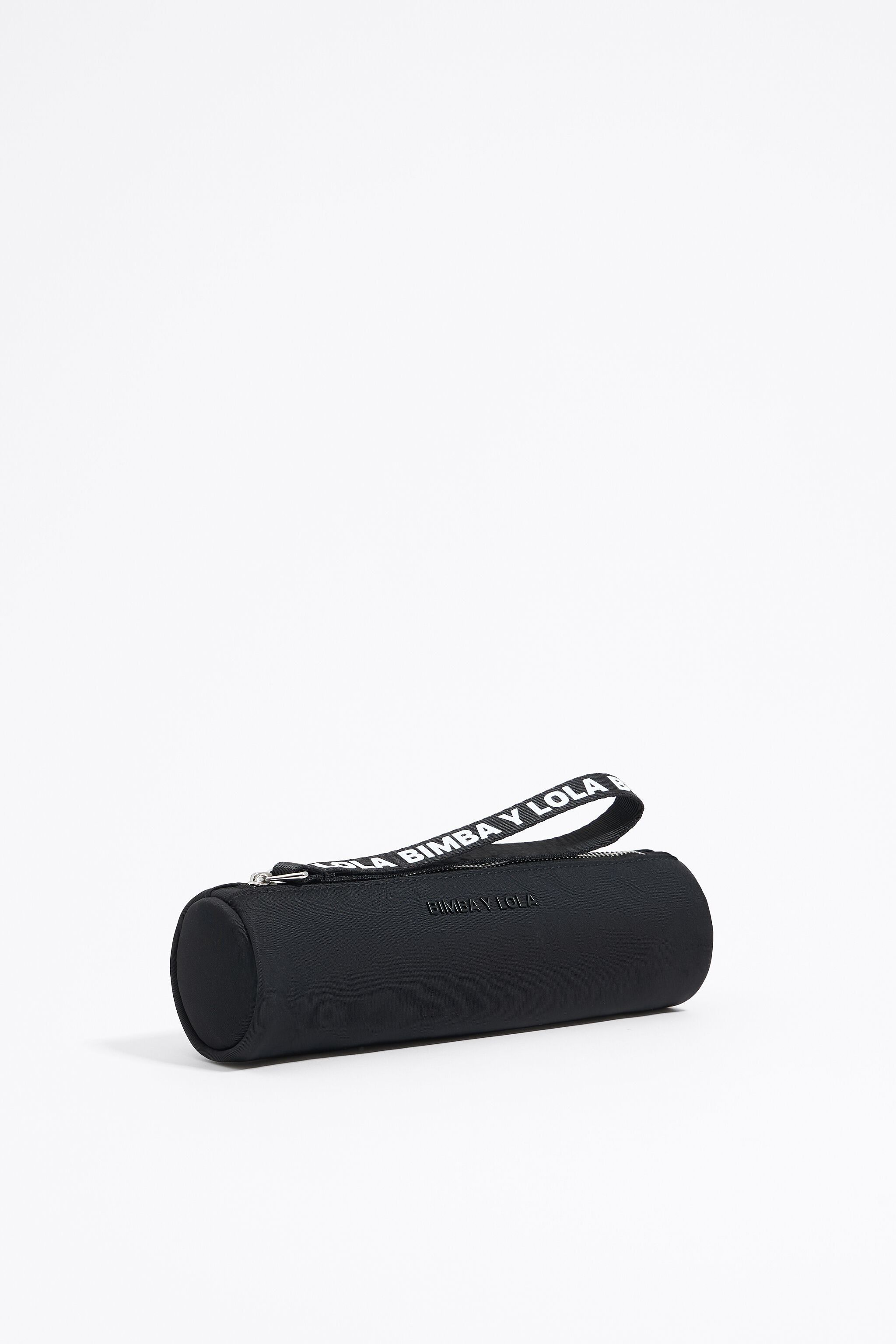 Black nylon cylindrical make-up case