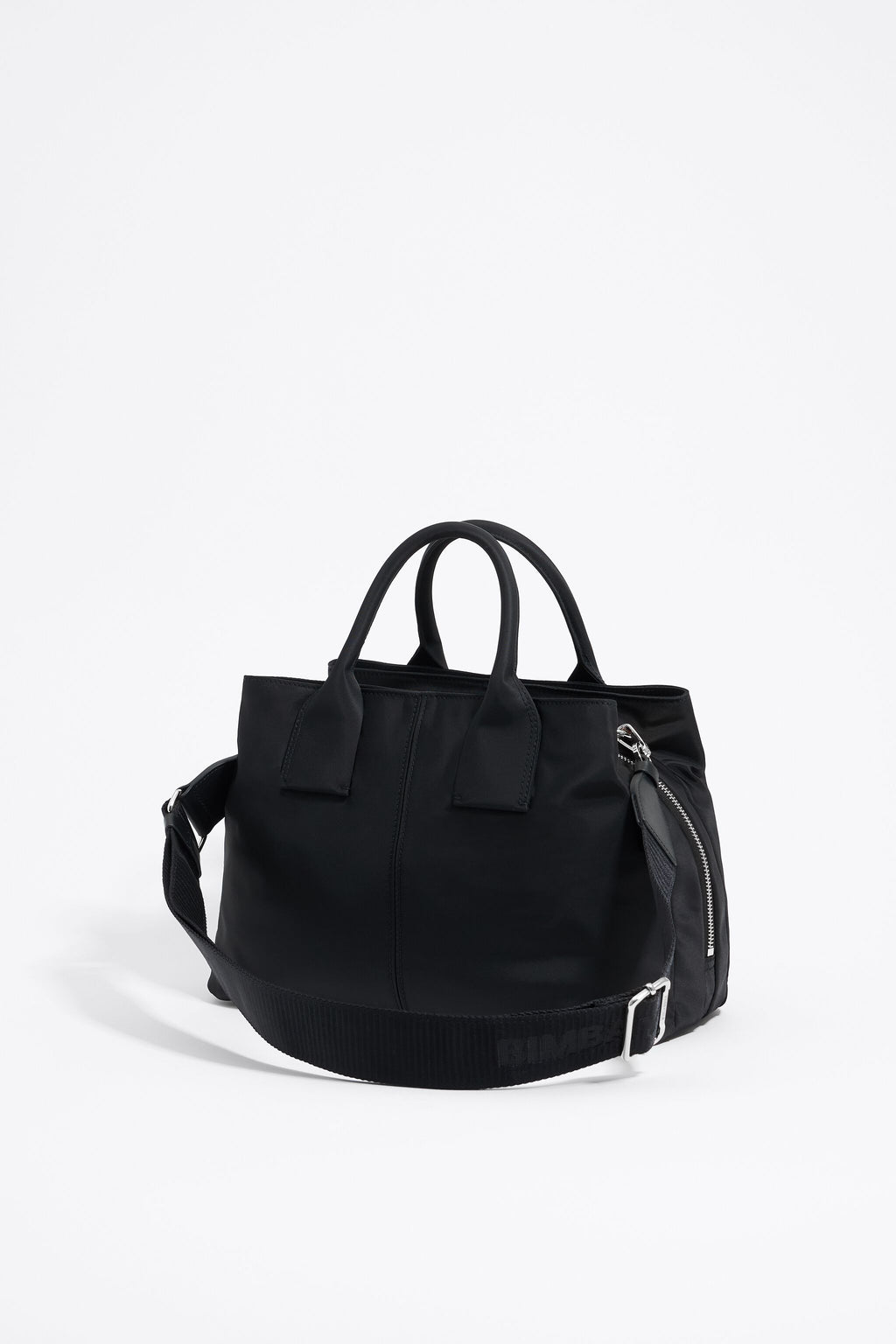 Large black nylon Pocket handbag