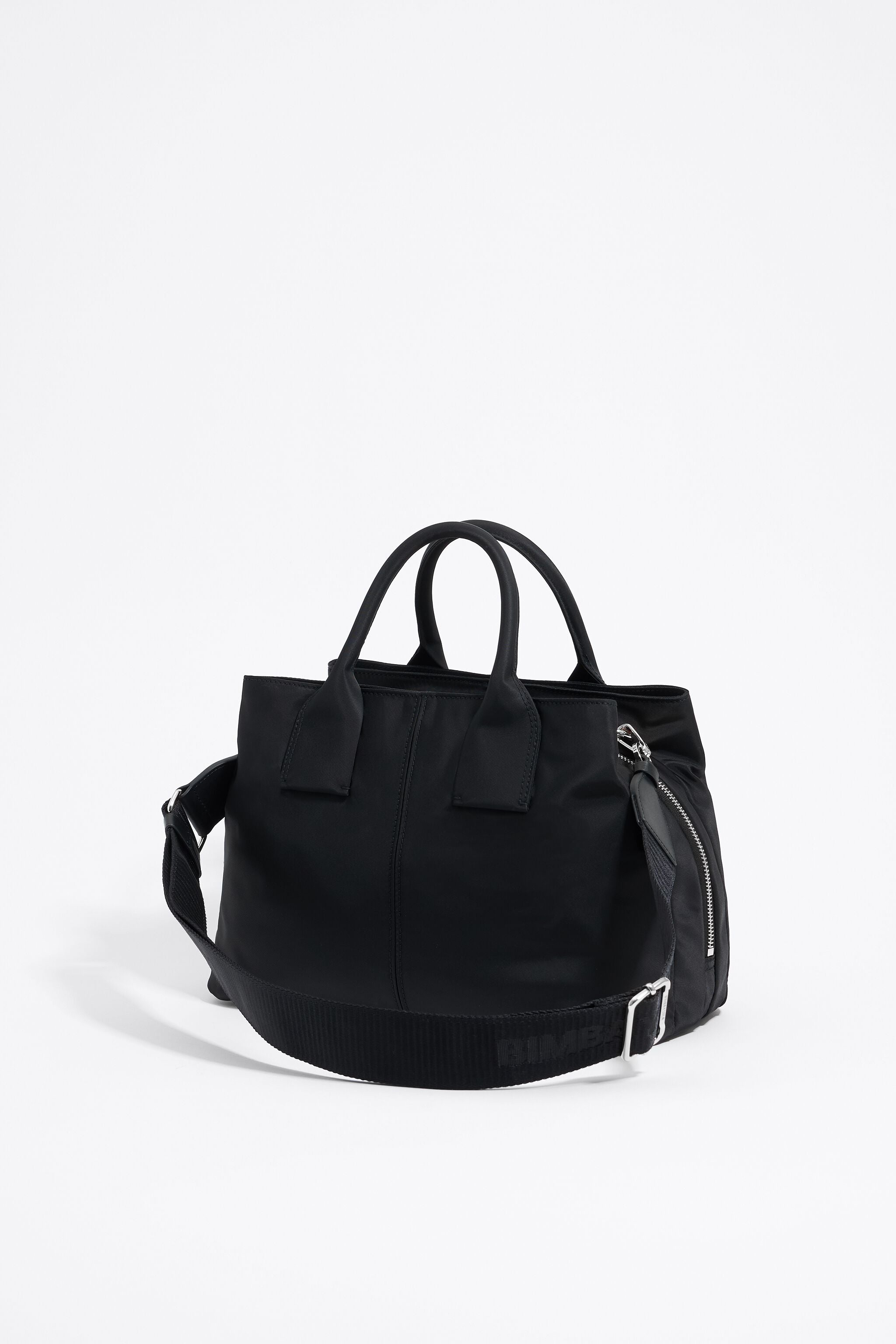 Large black nylon Pocket handbag