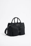 Large black nylon Pocket handbag
