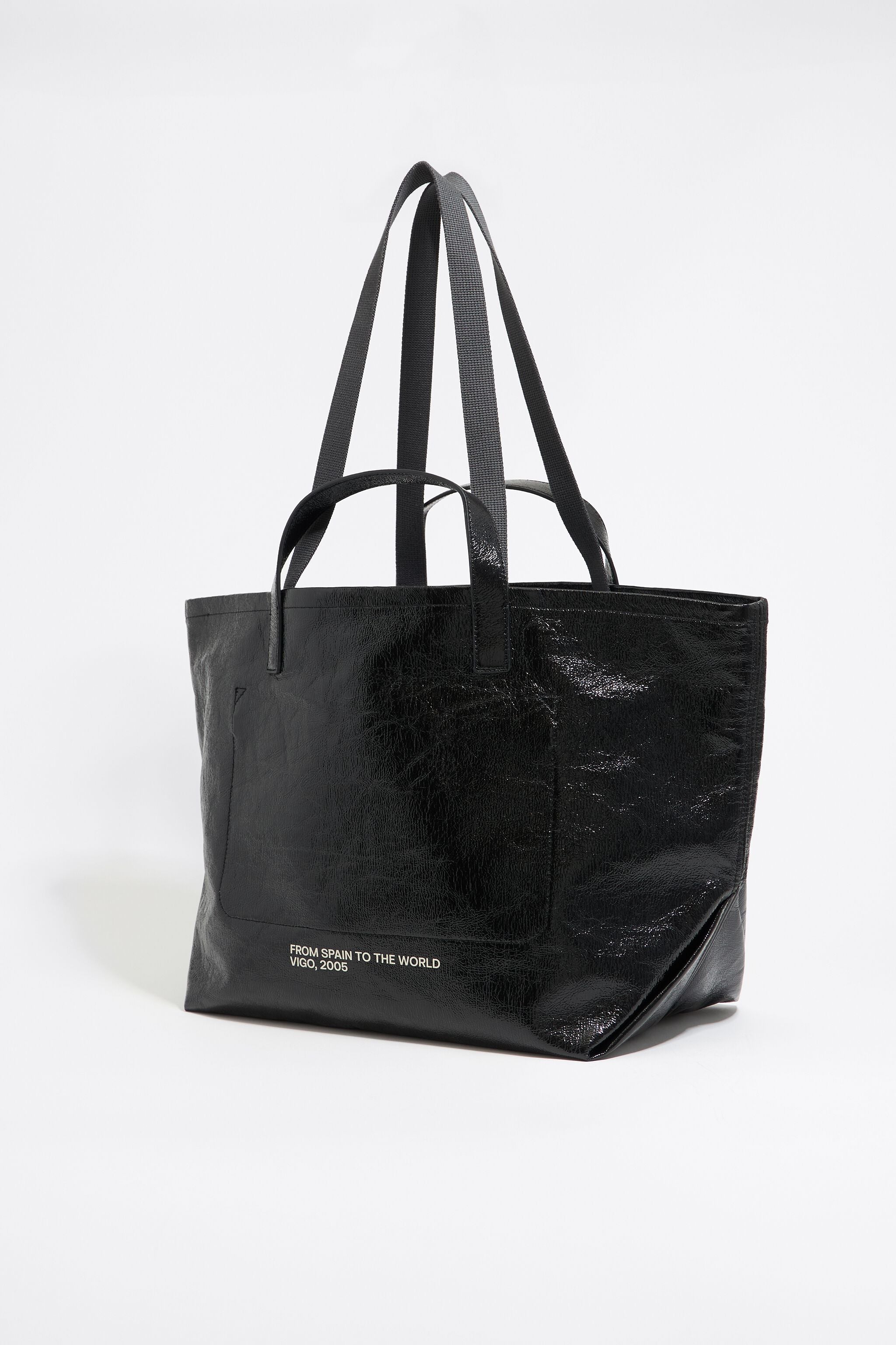 Black large logo shopper bag