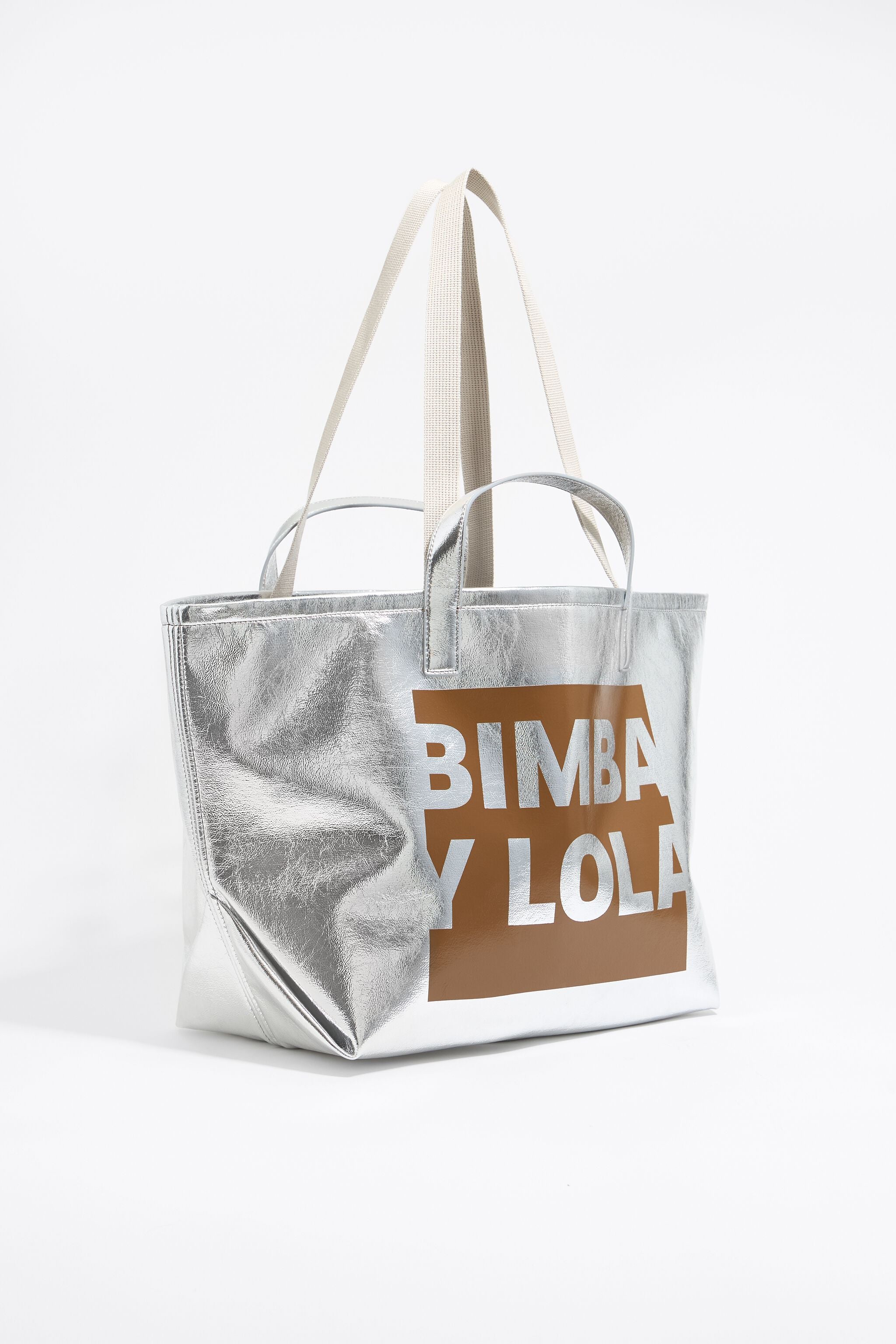 Large silver shopper bag