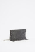 Black metallic mesh crystals bag