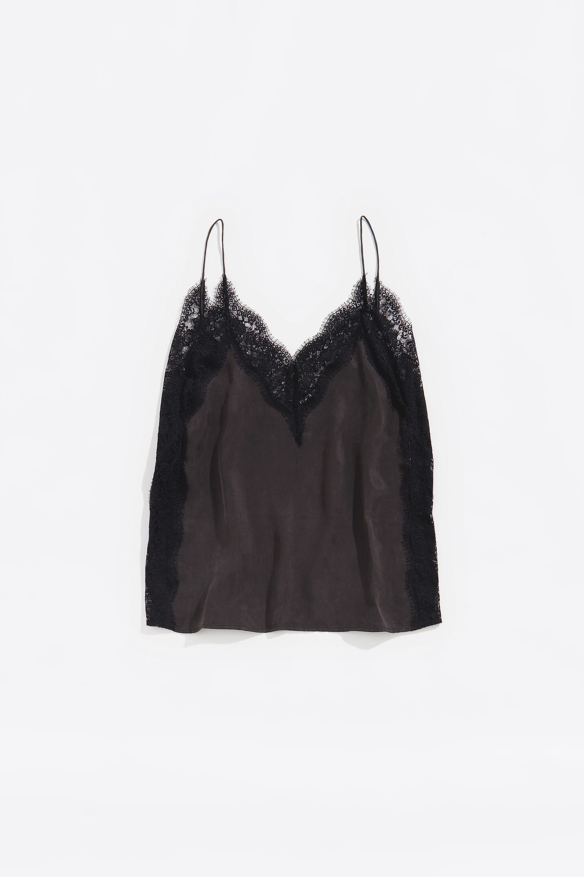 Black lace strappy top