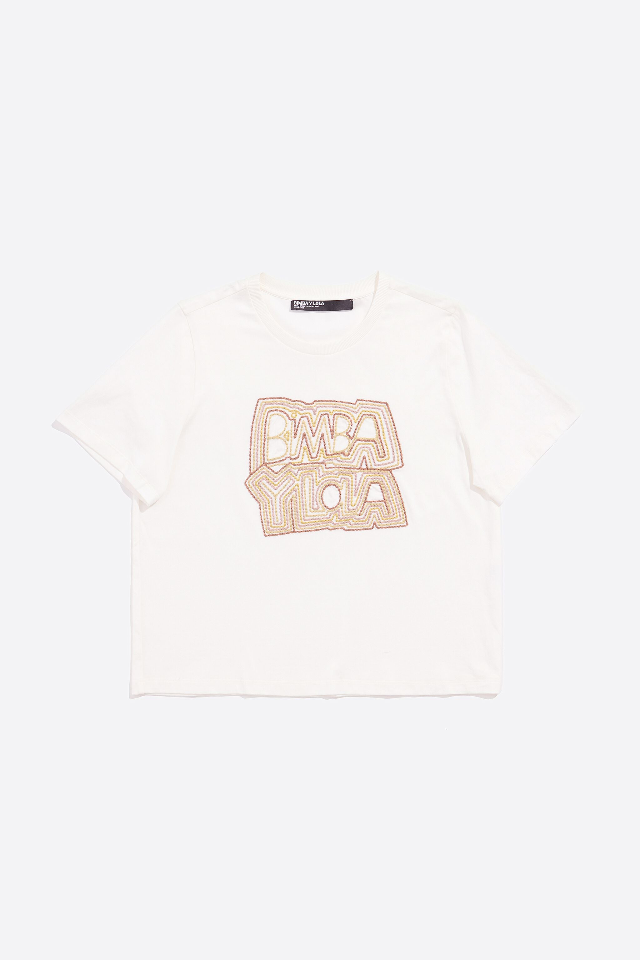 Ivory embroidered logo T-shirt