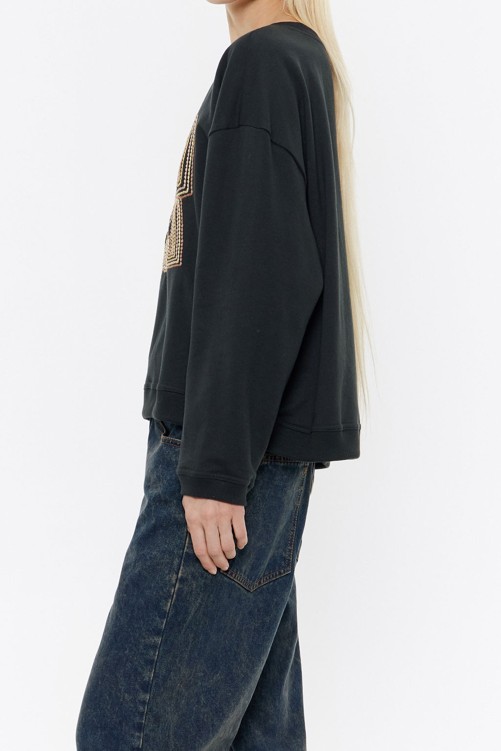 Black embroidered logo sweatshirt