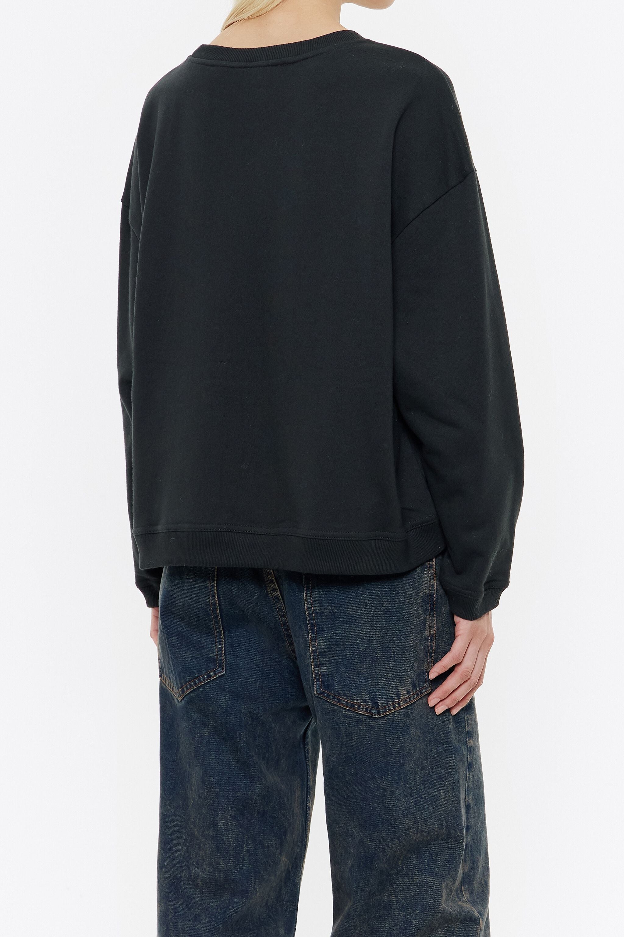 Black embroidered logo sweatshirt