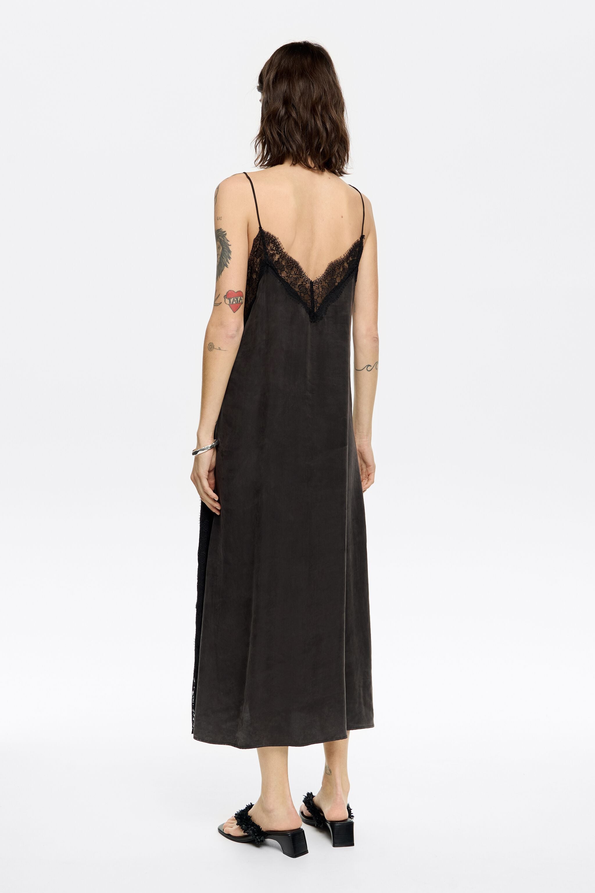 Black lace strappy dress