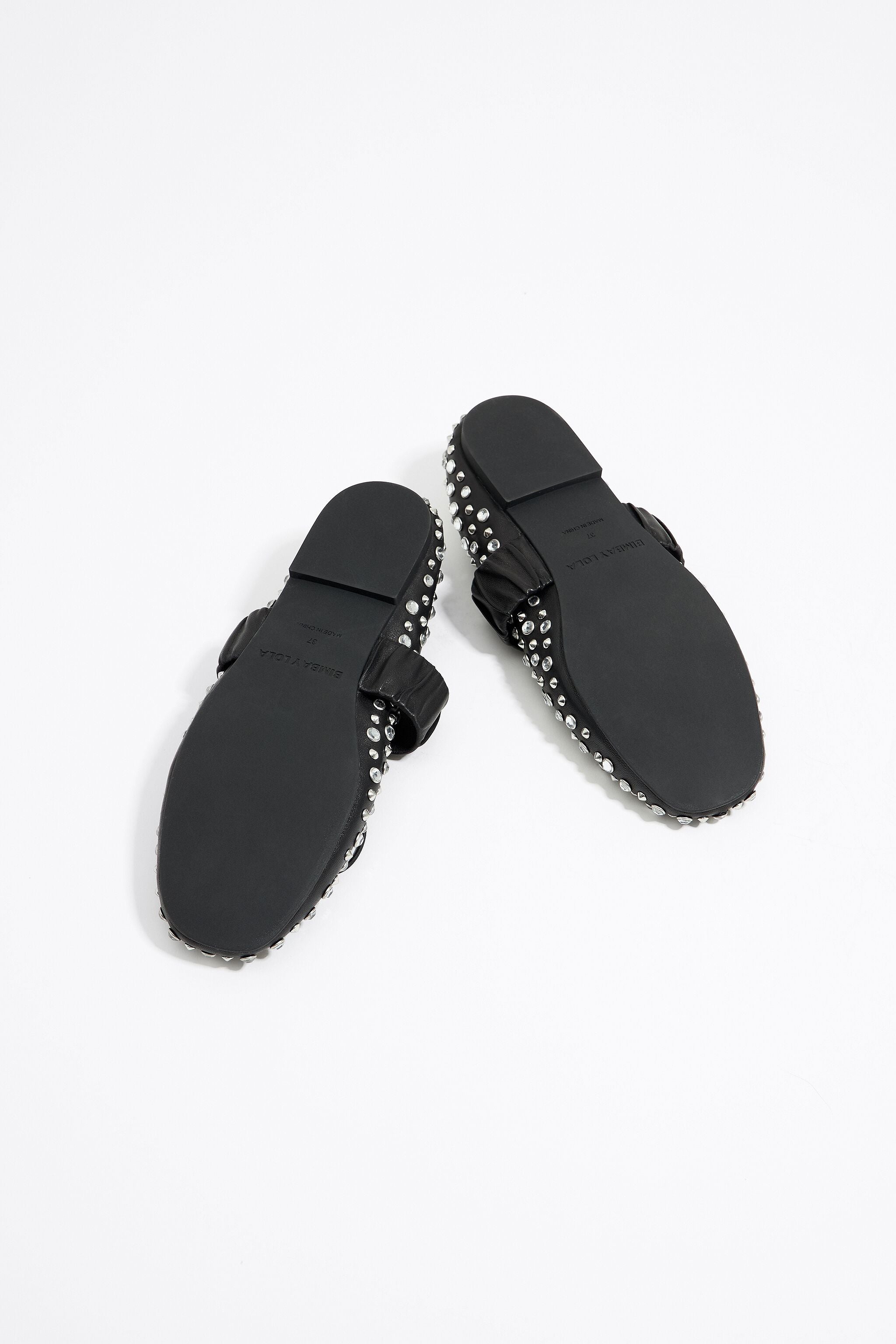 Studded black leather ballerina